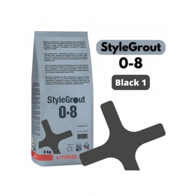 Цементна фуга Litokol StyleGrout 0-8 (Black 1) 3 кг (SG08BLK10063)